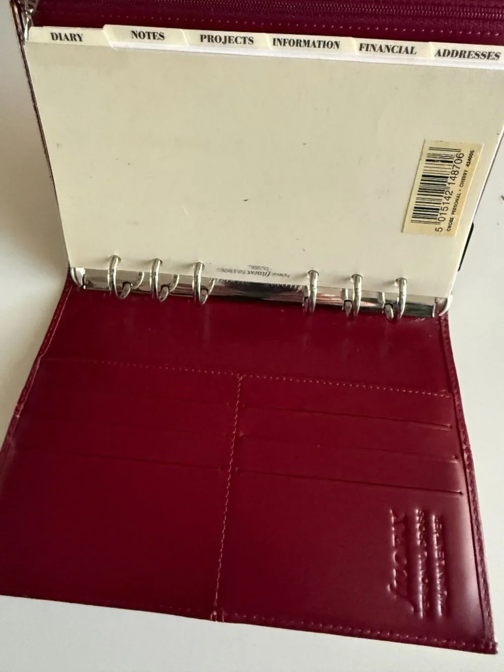 Filofax Personal Organizer Planner Diary Book Burgundy Italian Calf Leather
